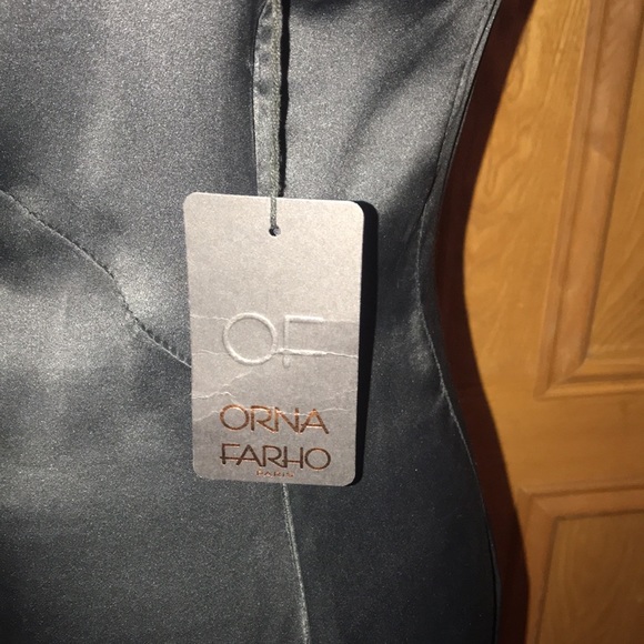 Orna Farho Black Meline 100% Silk Gown Size T44 eu - US 8 - Picture 11 of 14